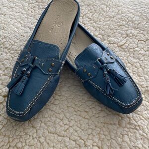 Cole Haan Blue Leather Tassel Mules 10.5 B